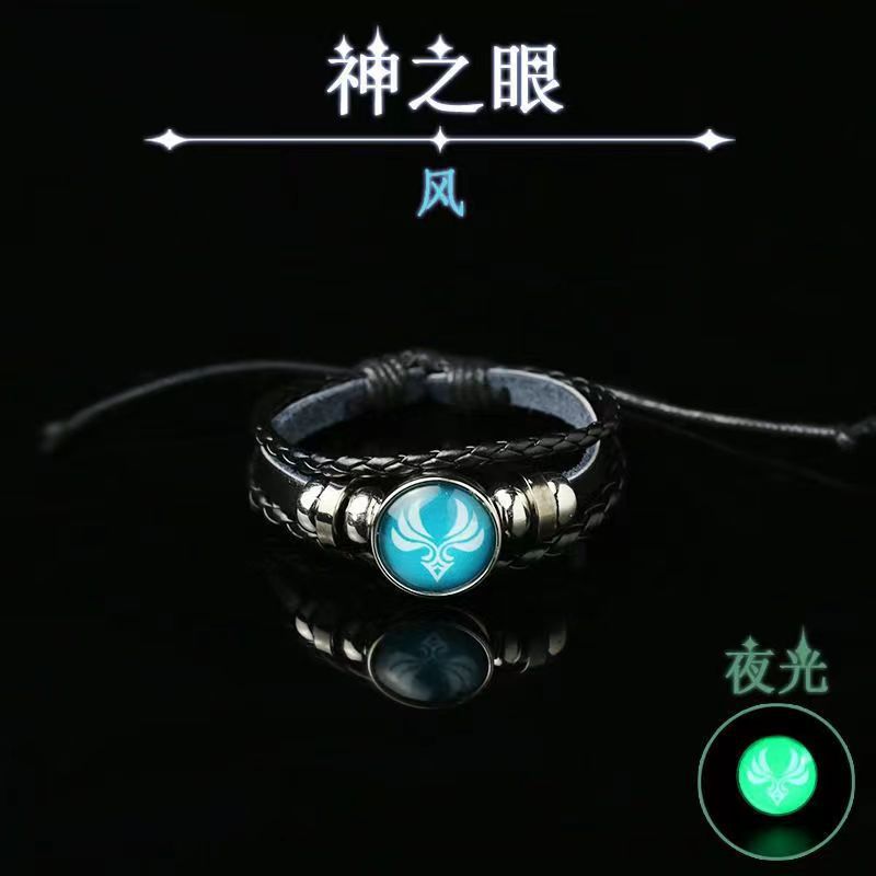 Original Dios tiempo periférico gema cuero negro luminoso anime juego ojo pulsera hombres y mujeres joyería en stock al por mayor