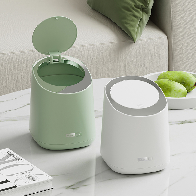 Push-Type Living Room Car-Mounted Home Office Desk Restaurant Storage Bin Trash Can Desktop Trash Can with Silent Design