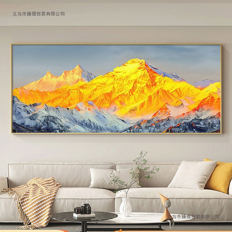 Horizontal Version of Living Room Decoration Painting with Mountains and No Water, Office Sofa Background Wall Hanging Painting, Light Luxury Mural