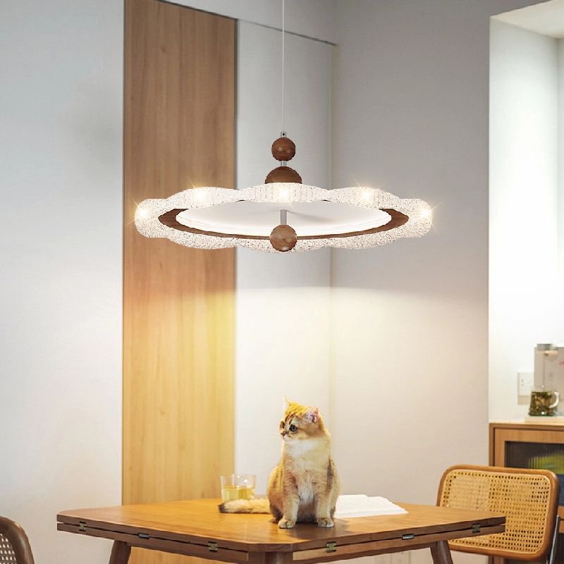 Lámpara de dormitorio de estilo antiguo francés, madera, dormitorio principal, protección ocular de viento crema, luz de comedor de espectro completo, luz de techo de ventilador