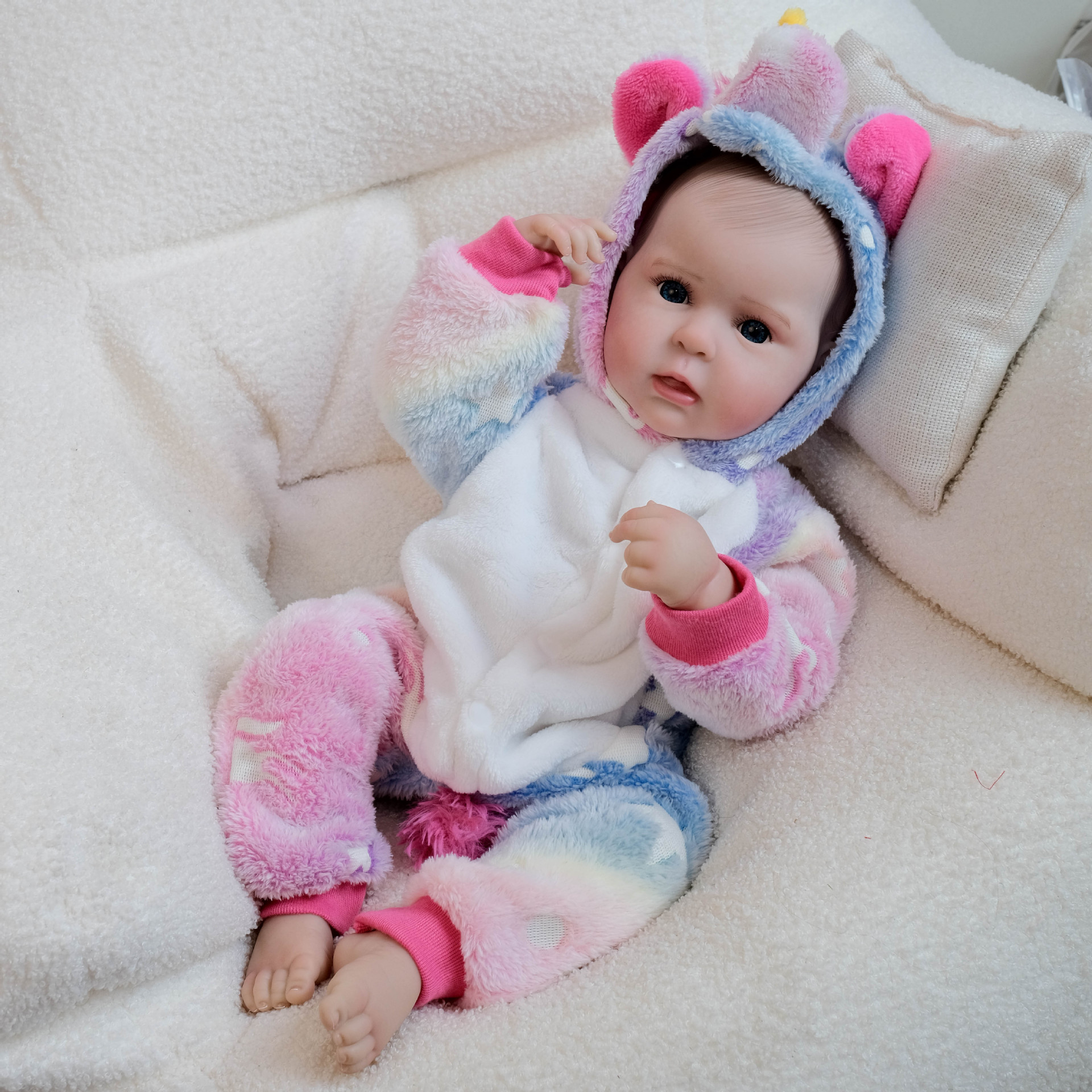 Mono de unicornio de 19 pulgadas Muñeca de renacimiento de simulación Ward para que los niños acompañen regalos de cumpleaños navideños