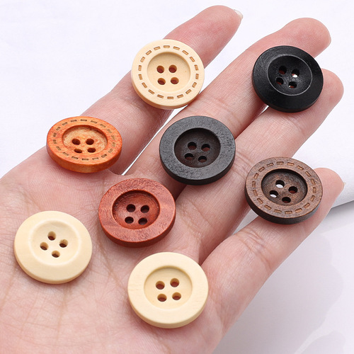 Wholesale, natural wood buckles, wide edges, thin edges, dotted lines, round cardigans, hand-sewn buckles, coats, clothes, shirts, wooden buckles