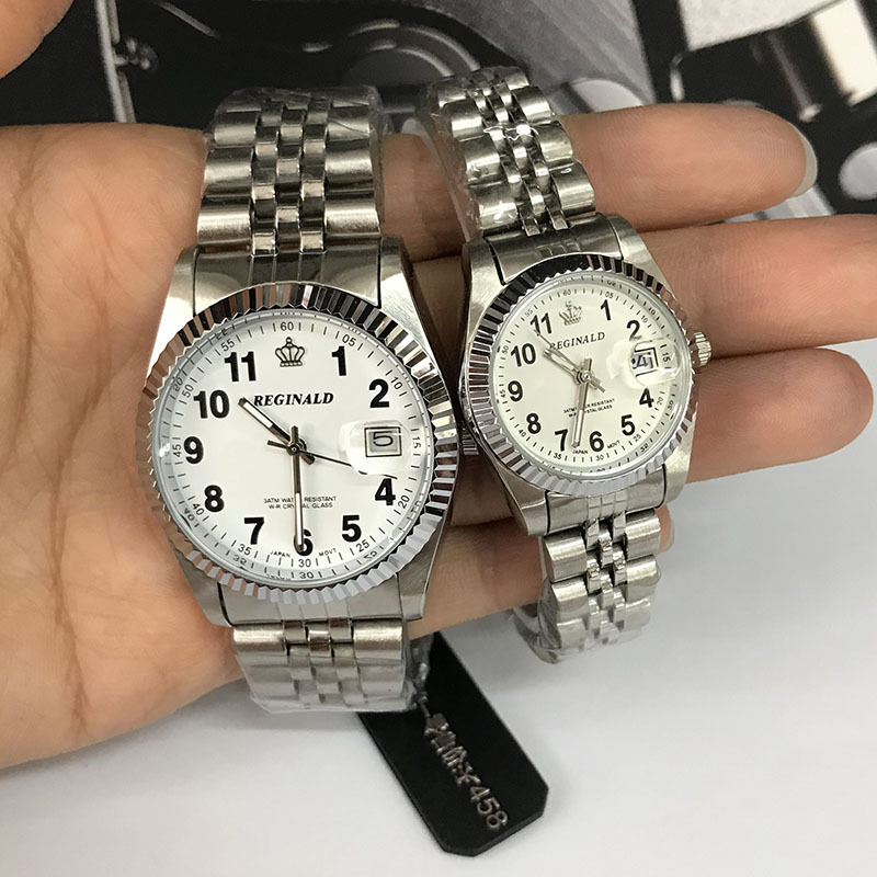 Steel Strap Case Glass Waterproof Watch Lovers Pair Watch 2035 Movement