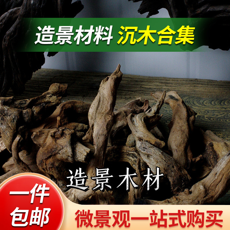 「空城里」造景紫柚木沉木头杜鹃根虾木榕树根须葡萄牙软木微景观