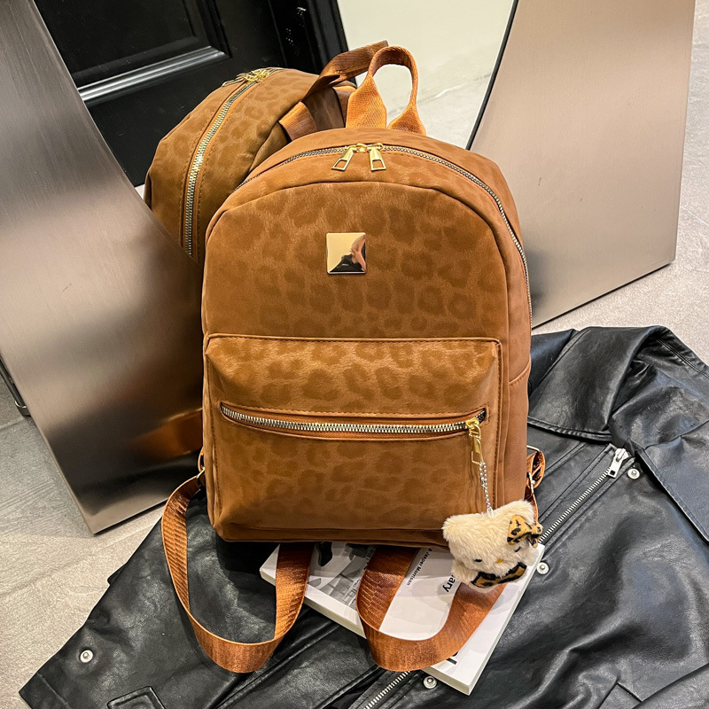 Mochila de moda coreana de otoño nueva mochila de aire extranjero retro de gran capacidad de leopardo mochila escolar de viajes casuales
