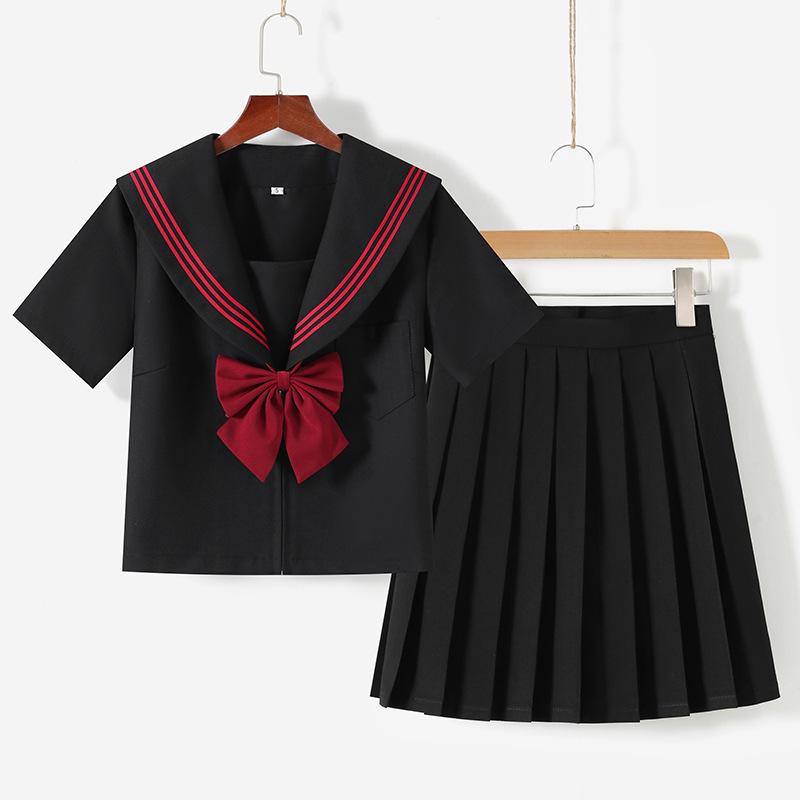 Factory on behalf of the package after-sales red three jk uniform sailor suit jk school for the sense of jk suit jk skirt genuine pleated skirt Factory on behalf of the package after-sales red three jk uniform sailor suit jk school for the sense of jk suit jk skirt genuine pleated skirt