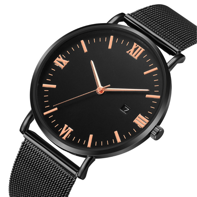 Factory wholesale simple mesh band Watch explosion men's watch neutral fashion quartz watch Joker watch men's watch_voghion.com