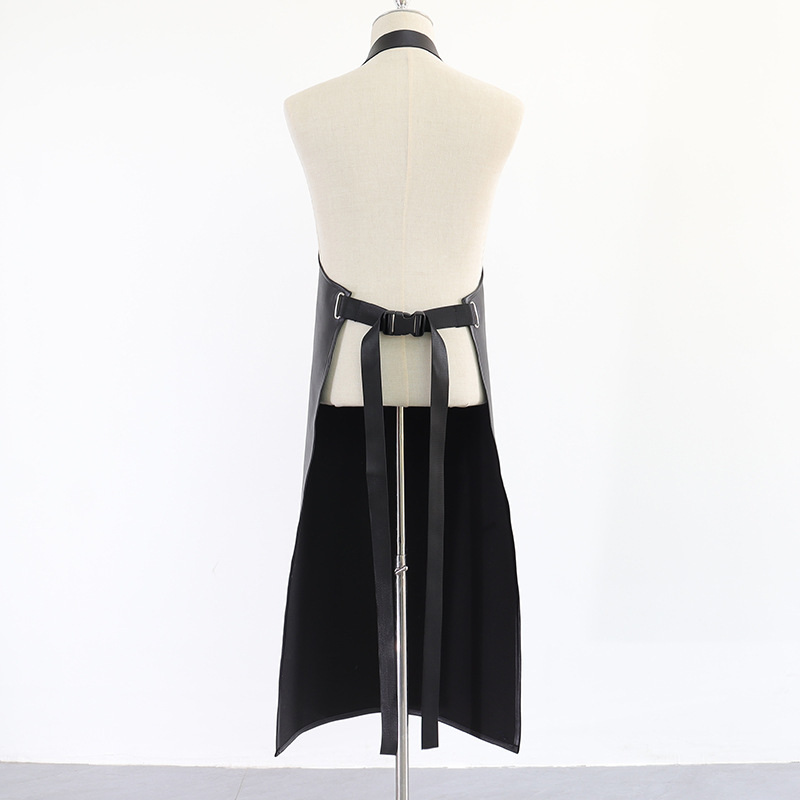 Amazon PU Delantal de cuero logotipo personalizado para catering, impermeable y a prueba de aceite, ropa de trabajo de cintura de cuero acuático de cocina