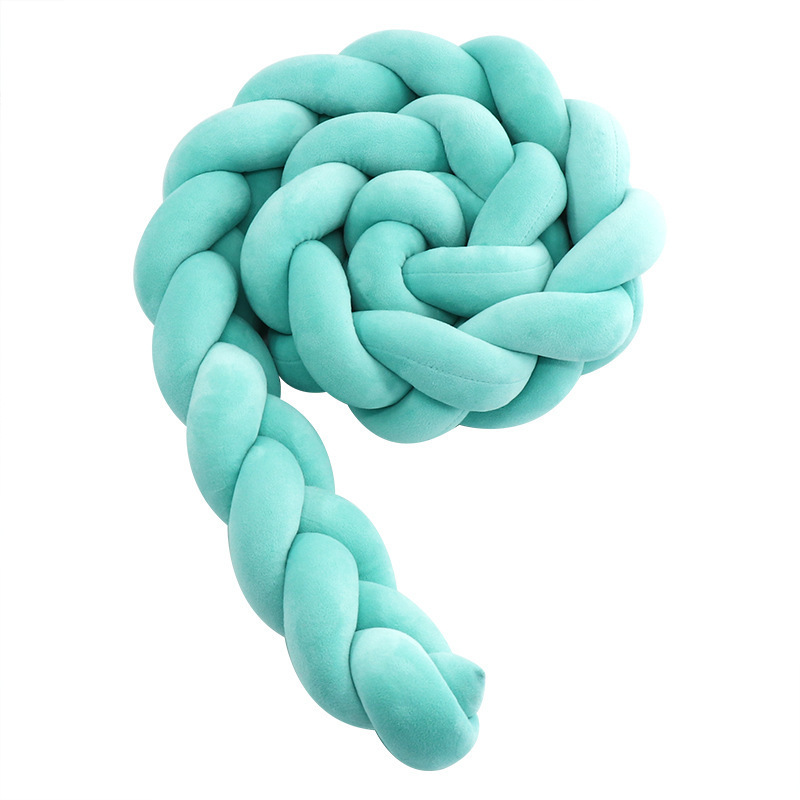 Protector de Barandilla de Cama con Trenza de Tres Hebras, Decoración de Barandilla de Cama para Bebés y Niños, Almohada Anudada de Estilo Europeo Tejida a Mano Estilo Ins.