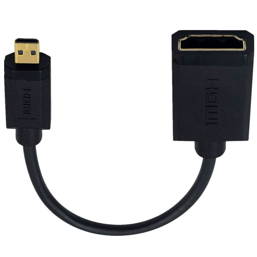 Micro HDMI на HDMI (гнездо) 4K60Hz, 90° угловой кабель OD3.2 для микрокамеры/планшета к телевизору