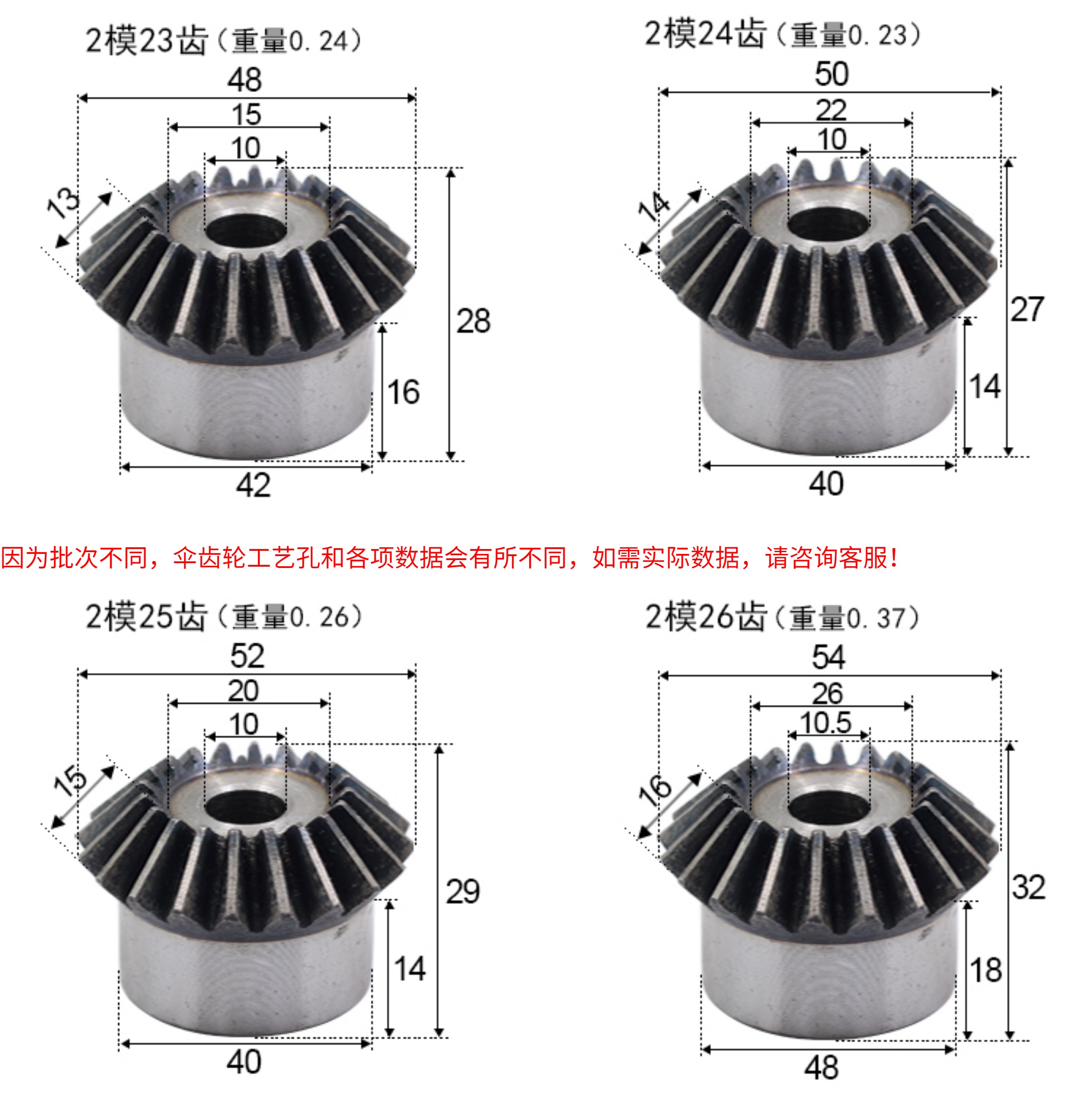 Metal bevel gear, 45# steel, hardened, 90-degree transmission, 15 to 40 teeth, conical gear, straight-tooth bevel gear 1:1