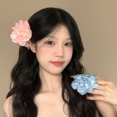 優しい立体シミュレーション花ヘアピン気質甘い前髪側カモ口クリップ夏のリゾート風ヘアアクセサリー