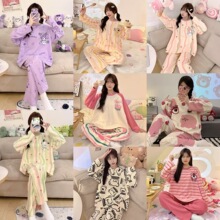 2025新款春秋季睡衣女款秋天长袖大码薄款卡通可爱草莓熊家居服女