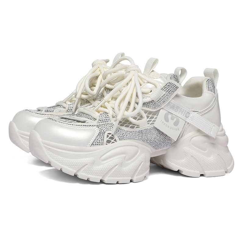 Giày thể thao nữ đế dày lưới thoáng khí 2026 – sneaker chunky nhẹ đa năng — 6139 Bạc, 6139 Màu be