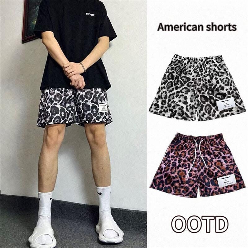 Summer New Leopard Print American-Style Sports Basketball Shorts for Men, Versatile Casual Four-Quarter Training Quick-Dry Breathable Basketball Shorts for Men