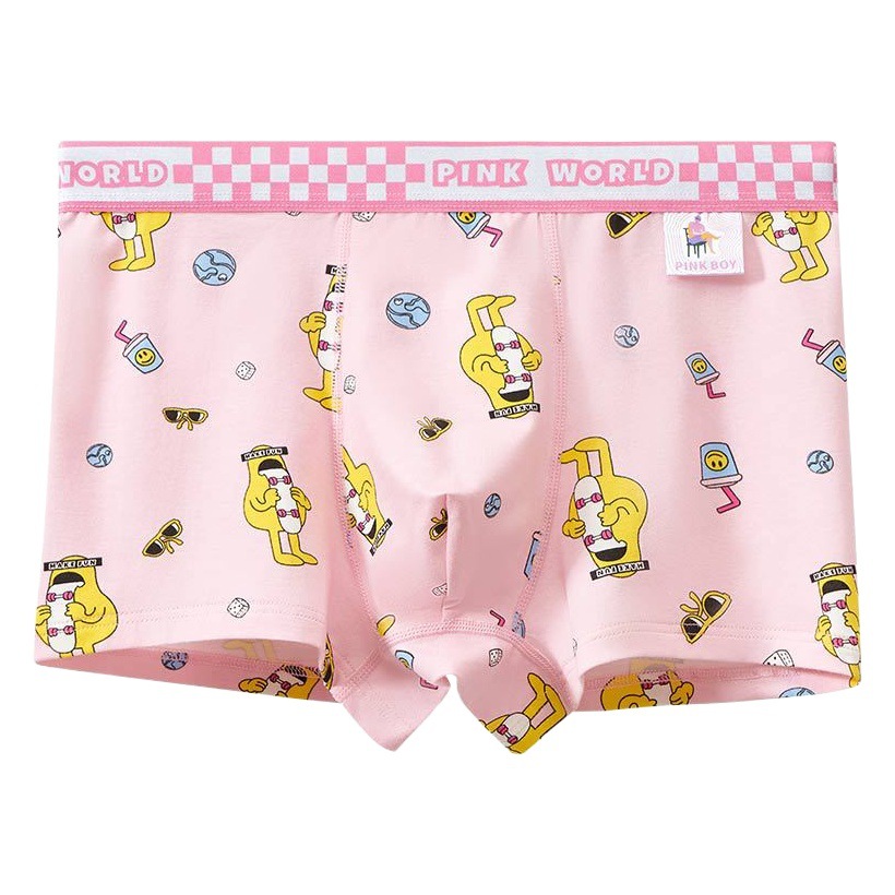 Rosa ropa interior de los hombres antibacteriano puro algodón Boxer shorts niños moda juventud Boxer shorts cabeza ropa interior