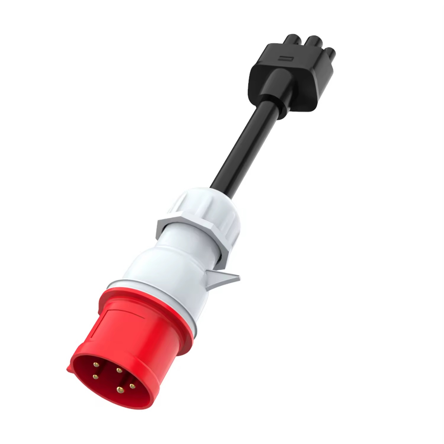 红色CEE航空头5Pin适配器特斯拉第2代电动汽车随车充转接线32A