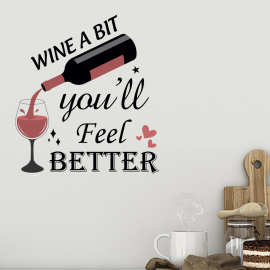 Wine a bit红酒杯酒瓶跨境可移除餐厅厨房墙面装饰背景墙贴PH2427