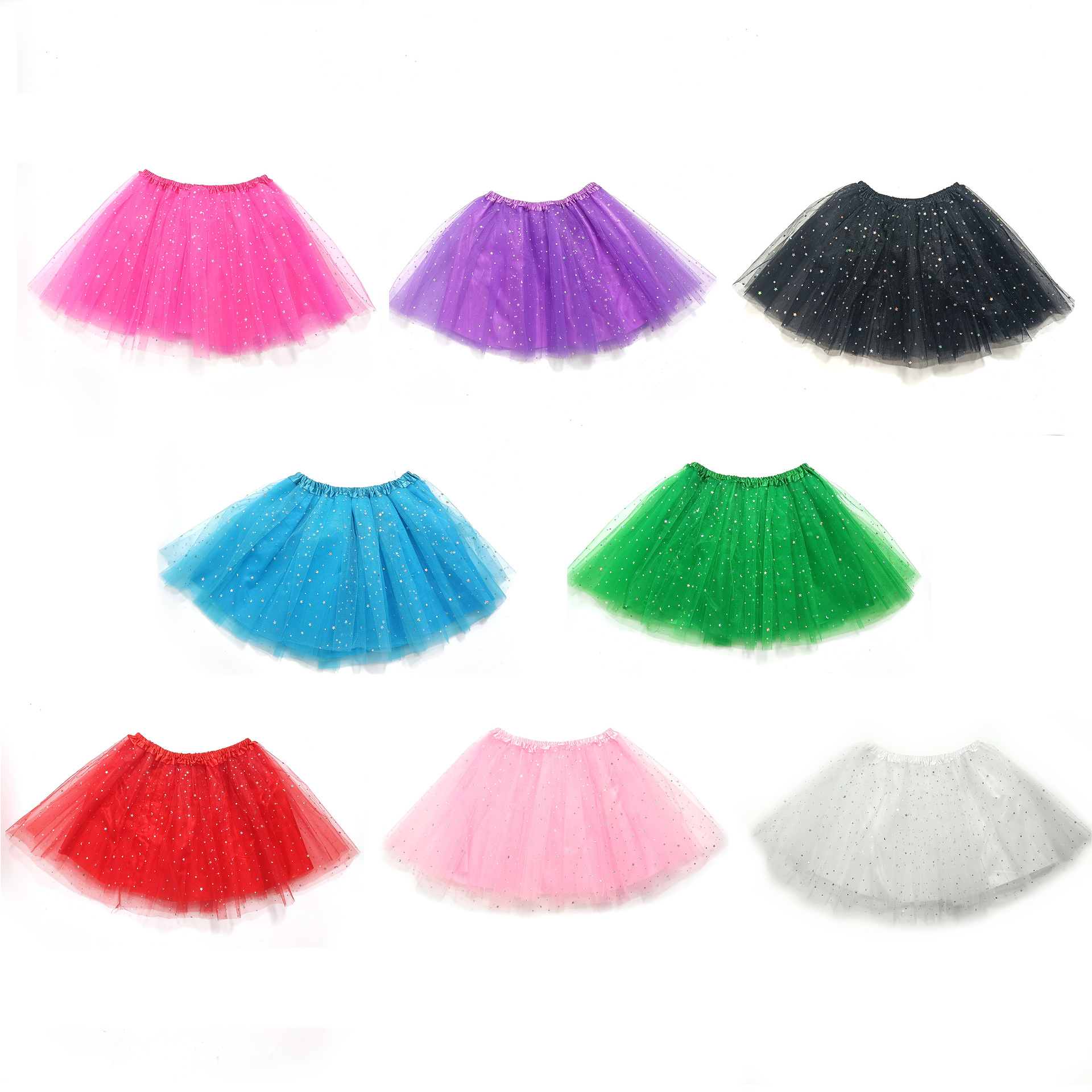 Wholesale adult star and moon sequined tutu ballet practice skirt, mesh dance performance skirt.