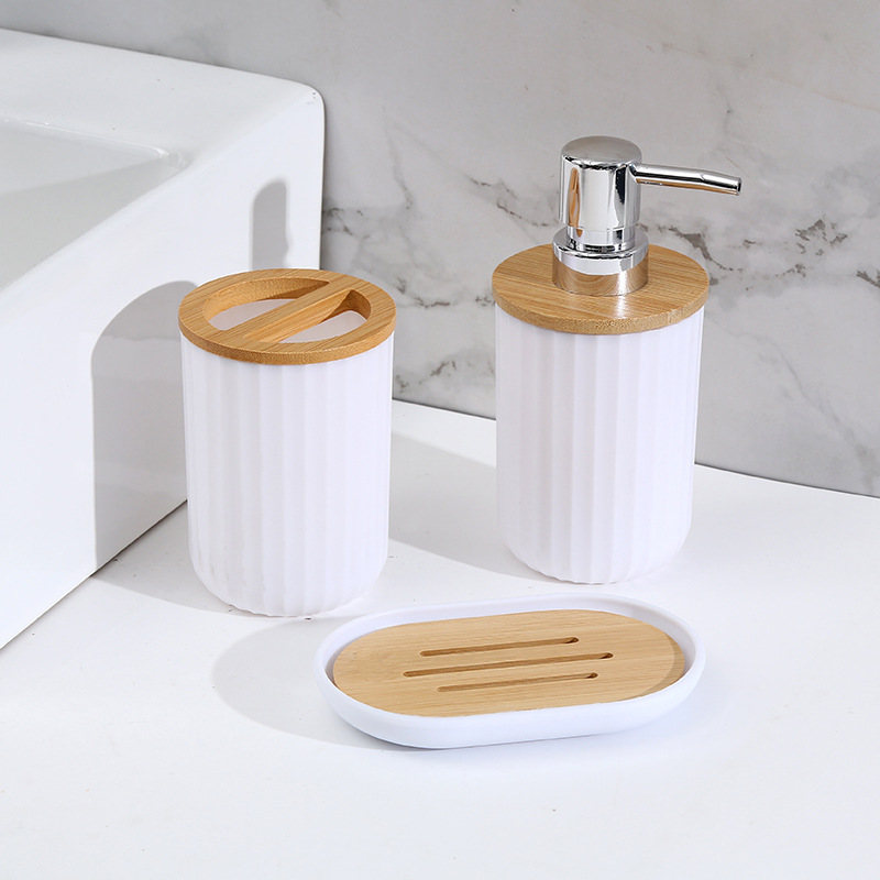 Juego de Accesorios de Baño de 7 Piezas de Plástico con Bambú para Baño image 17