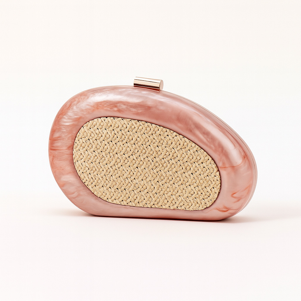 Elegante pochette in acrilico da donna con esclusivo design a conchiglia per feste serali, matrimoni, uso quotidiano, pochette in acrilico per cene di nozze_voghion.com