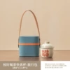 One person drinks - one pot and one cup of tea on time (leather bag)