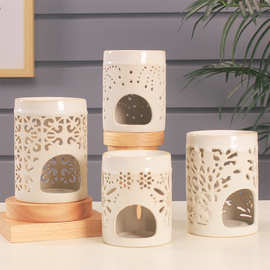 薰香蜡烛灯摆件家居SPA助眠蜡烛香薰ins陶瓷灯香薰精油灯陶瓷灯座