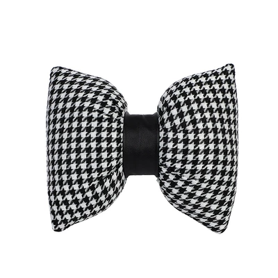 Cushion, Accessible Luxury Bow Car: Seat cushion, seat cover - knitted-leather-waist-seal-houndstooth-black-headrest