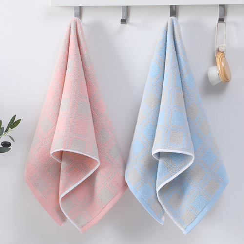 New towel wholesaler super gift purchase household soft absorbent face towel checkered horizontal stripe face towel embroidered logo