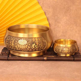 黄铜香炉家用供奉上香佛台祖先大号莲花室内外财神爷观音敬神供佛