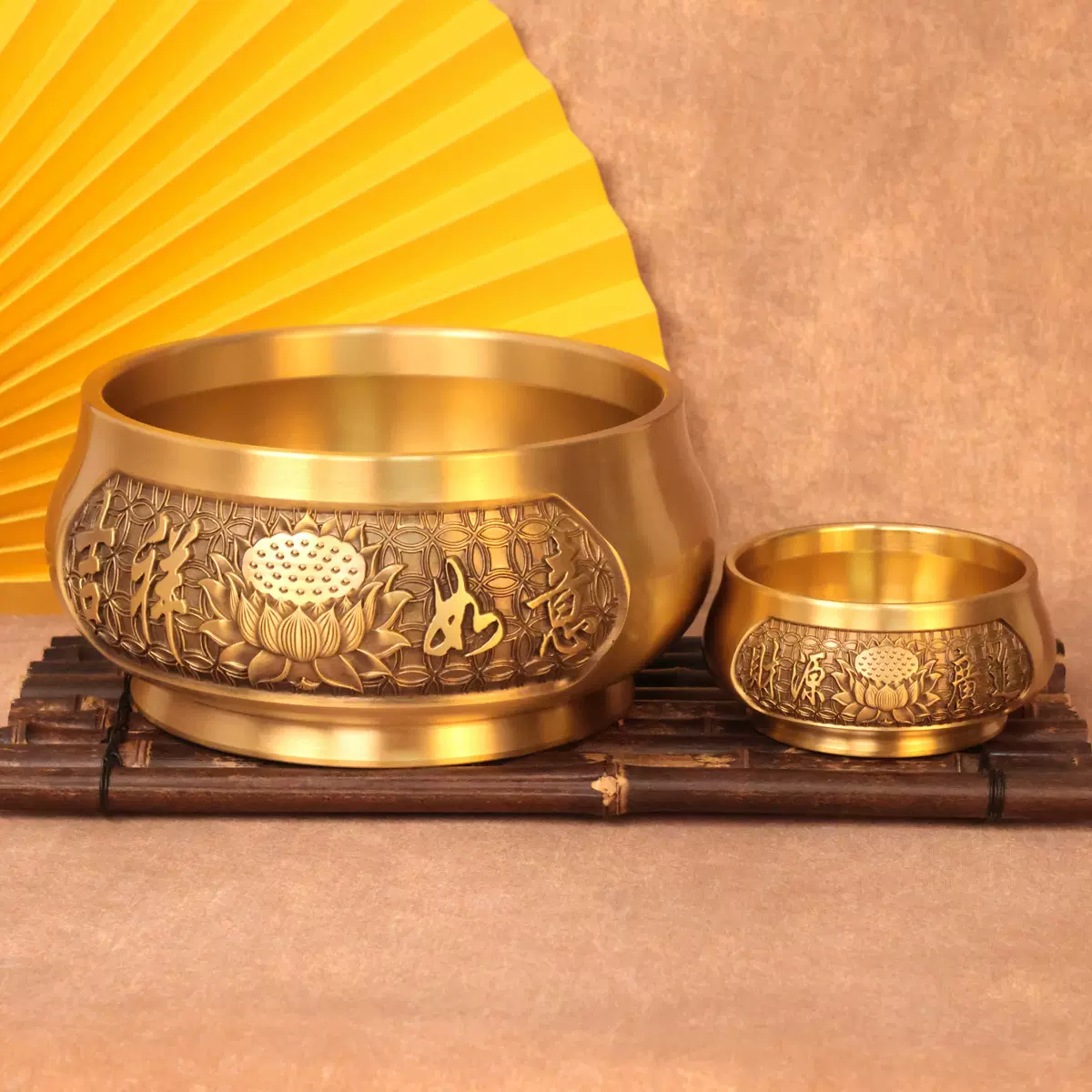 黄铜香炉家用供奉上香佛台祖先大号莲花室内外财神爷观音敬神供佛