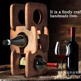 木质桌面立式红酒架台面装饰红酒展示架实木拼接式多层展示架