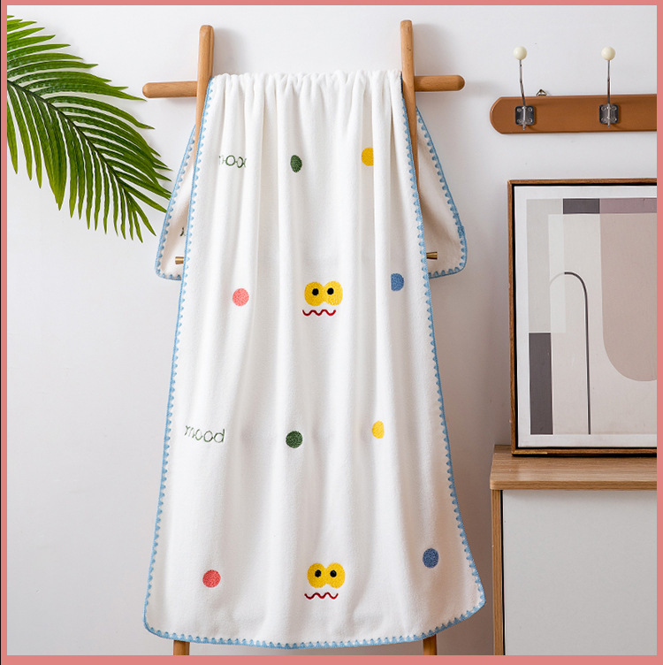 Full embroidered coral fleece towel baby thickened absorbent high density coral fleece bath towel suit hand gift towel wholesale Full embroidered coral fleece towel baby thickened absorbent high density coral fleece bath towel suit hand gift towel wholesale