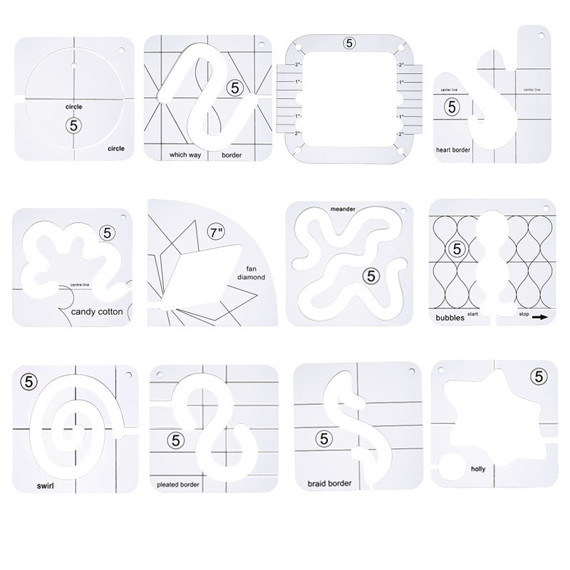 Acrylic DIY Sewing Sword Tail Rounded Corner Patchwork Ruler Special-Shaped Cut Out Sewing Template Kit Patchwork Template Combination