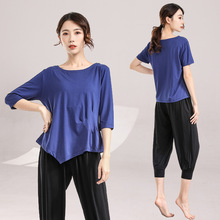 1918宽松舞蹈练功服女套装形体现代跳舞衣服夏季古典舞莫代尔服装