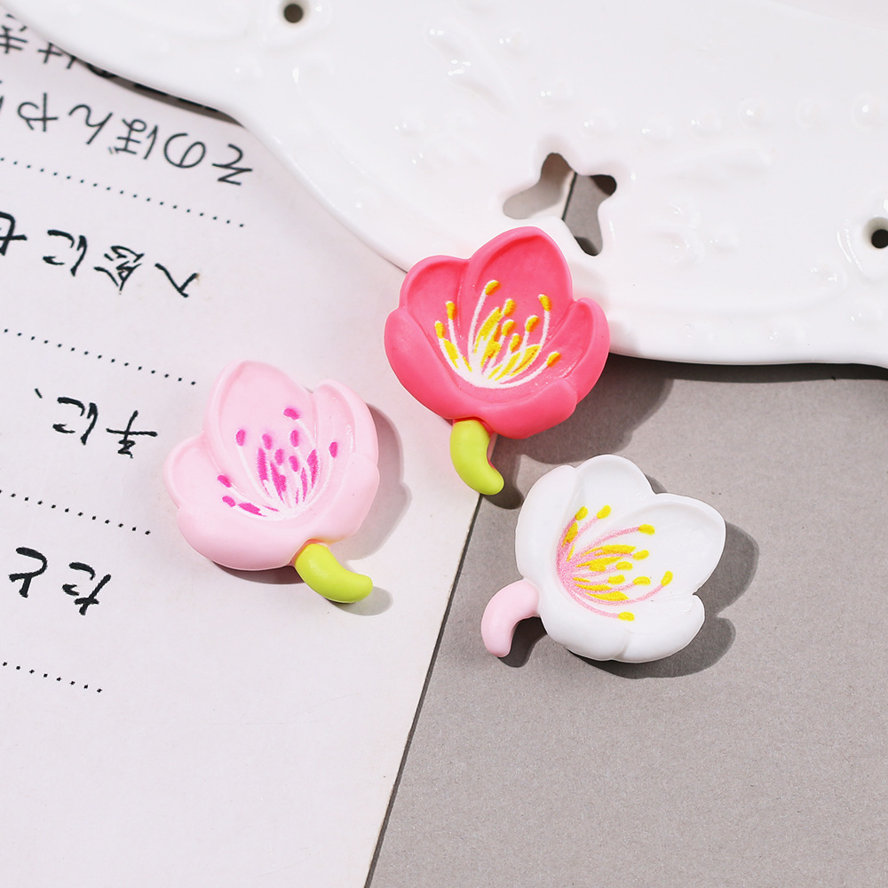 Flor de melocotón flor de cerezo crema pegamento flor teléfono Shell resina joyería accesorios DIY material paquete hecho a mano accesorios para el cabello parche