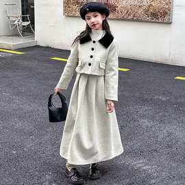 女童淑女小香风外套半身裙两件套儿童宝宝秋冬季新款时尚洋气套装