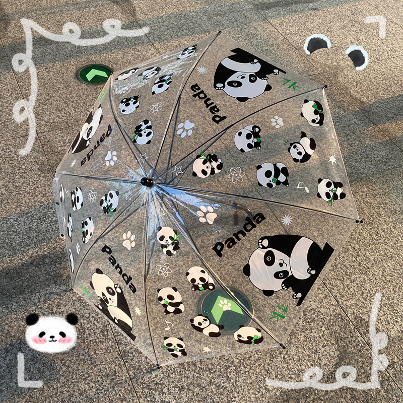 Cute Giant Panda Long Handle Transparent Umbrella High Color Value Fashion Kindergarten Baby Easy to Carry Automatic ins Umbrella Cute Giant Panda Long Handle Transparent Umbrella High Color Value Fashion Kindergarten Baby Easy to Carry Automatic ins Umbrella