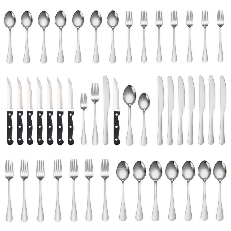 Cross-border Amazon 1010 Stainless Steel Tableware 48-piece Set 8-person Western Steak Knife and Fork Dessert Spoon Set