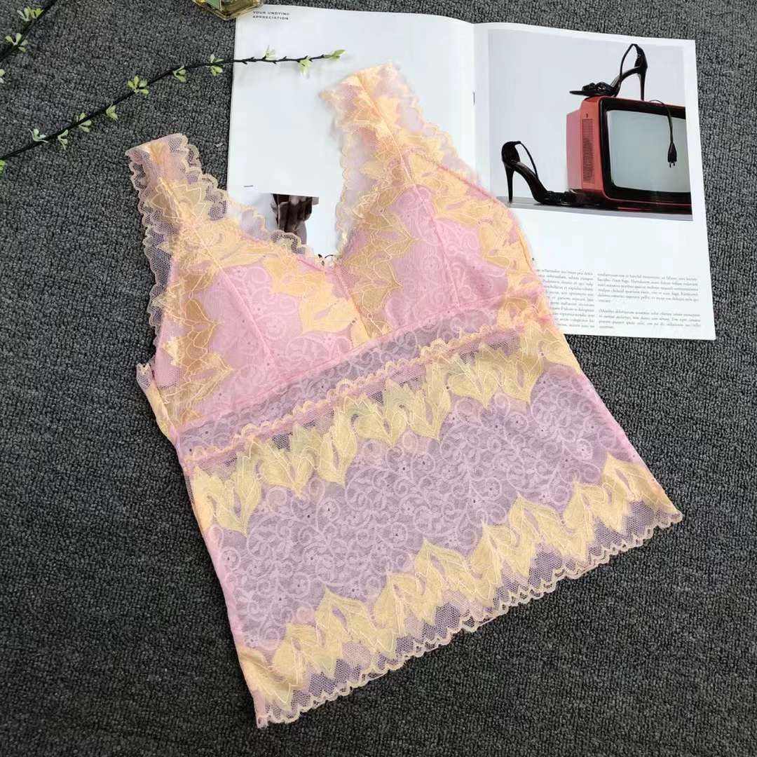 Nuevo Chaleco de encaje belleza espalda envuelta pecho ropa interior inalámbrica camisola sexy ropa interior de mujer base anti-exposición