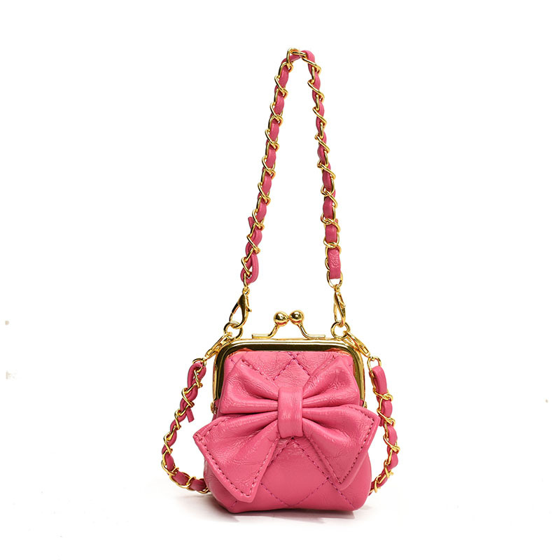 Bolsos de hombro de princesa de estilo estilo diamante sólido arco bolso de hombro para niños nueva cadena bolso de abrazadera para niños