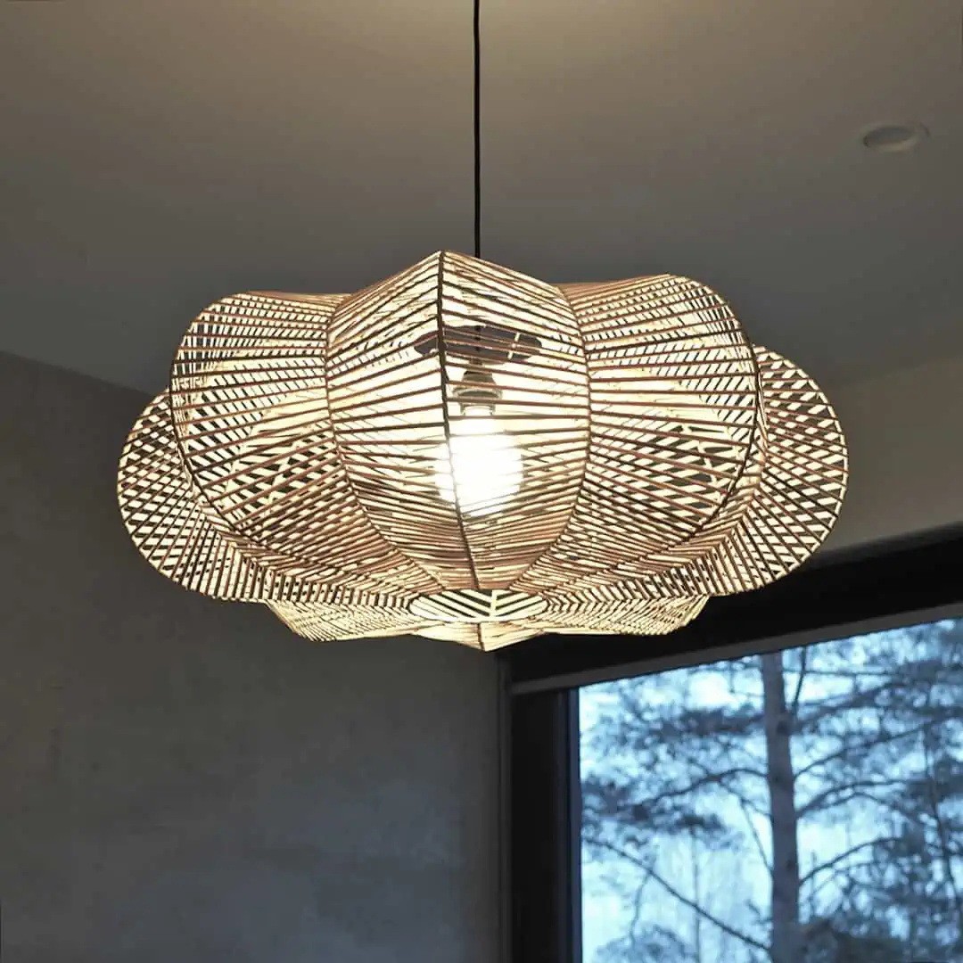 Ovejas de madera Estilo nórdico araña vintage ratán lámpara restaurante Bar Café creativo hecho a mano natural ratán lámpara