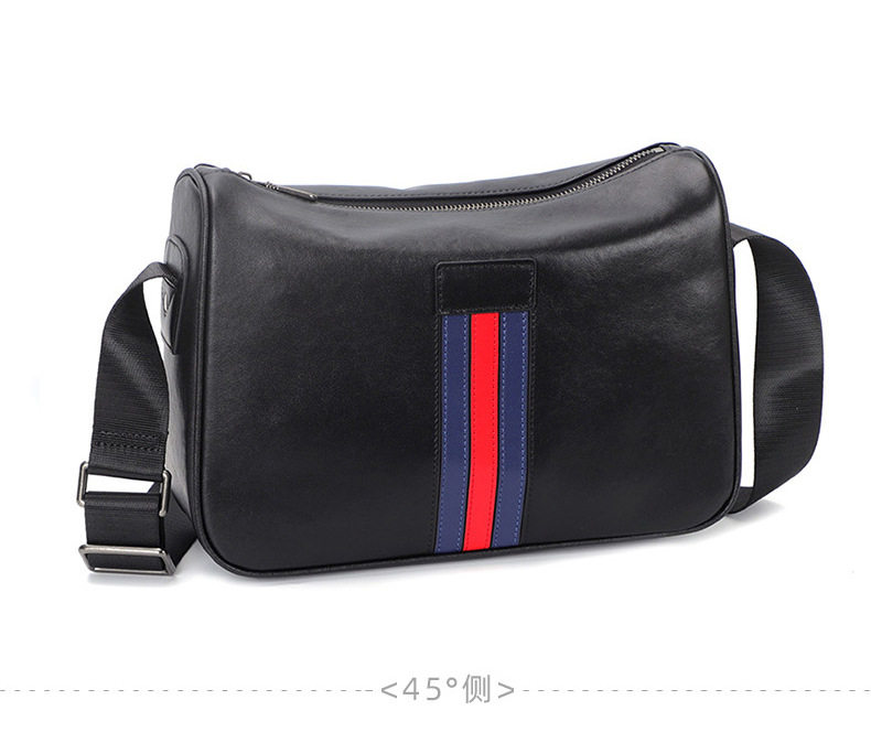 Túi đeo chéo nam da bò thật 29×11×17 cm phong cách đường phố — Màu đen chi tiết 13