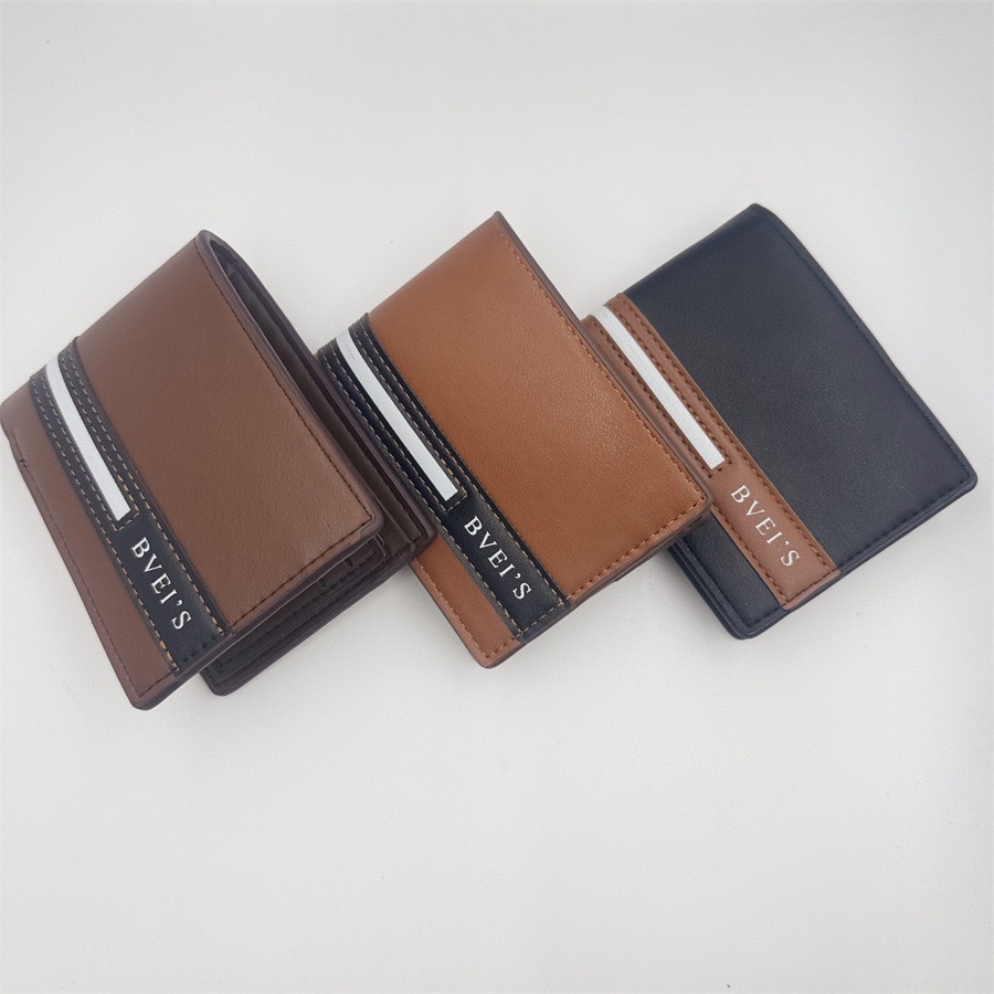 Νέο Ανδρικό Πορτοφόλι Κοντό Πορτοφόλι με Πολλαπλές Θέσεις Κάρτας και Κέρματα, Ανδρικό Δερμάτινο Πορτοφόλι_voghion.com