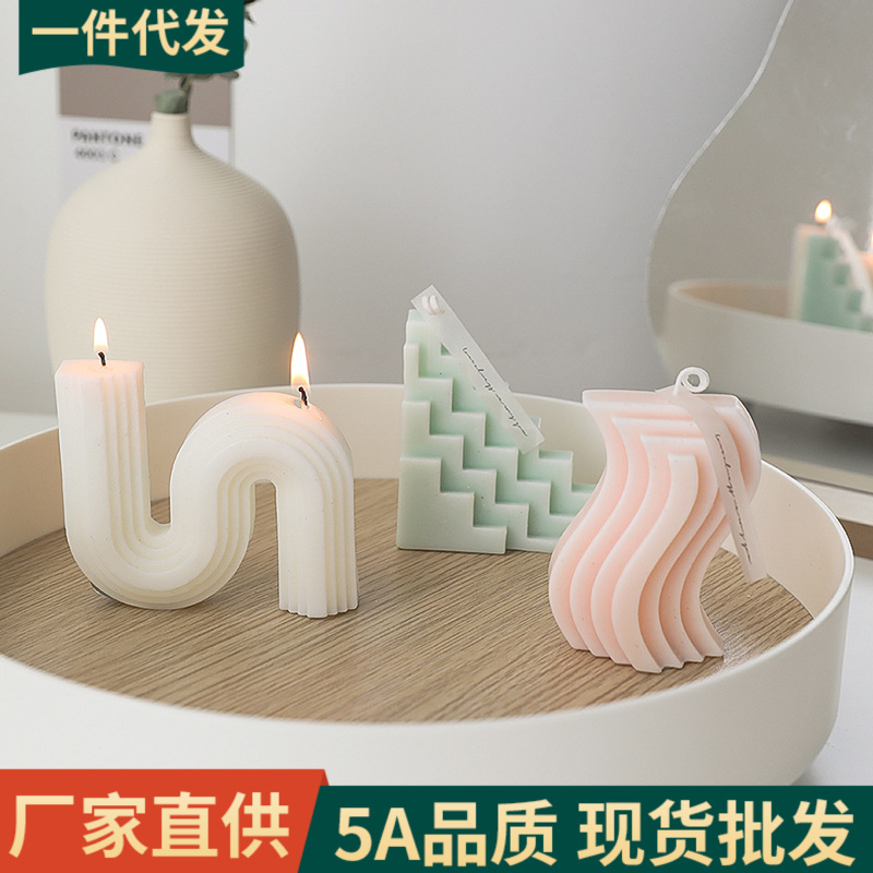 Velas Aromaterapia Atmósfera Adornos Velas hechas a mano para interiores Regalos creativos de nicho Cera de soja Velas geométricas