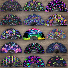 33厘米功夫扇大扇子色丁塑料扇骨竹骨广告扇图案亚马逊爆款折叠