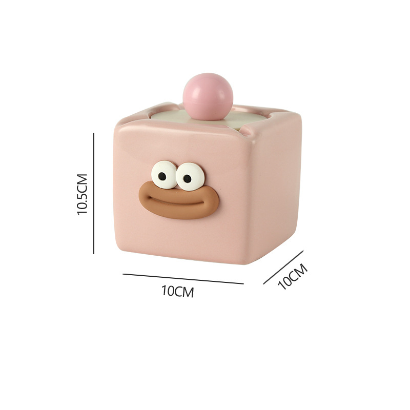 Smiley Cenicero-Rosa-Acrílico Cubierta beige