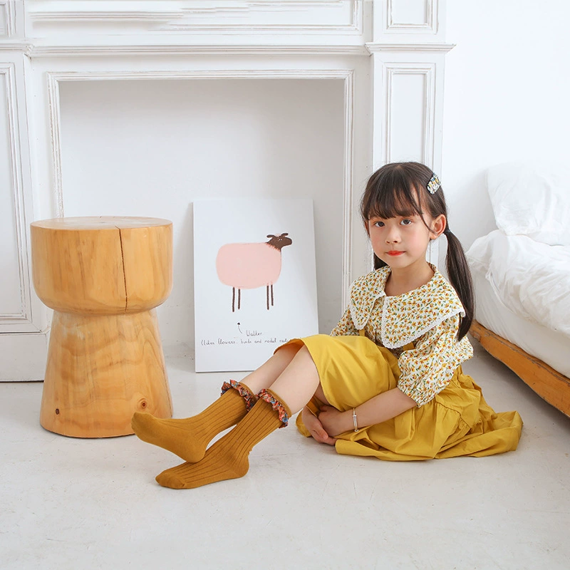 Cotton children's three dimensional autumn knee socks, combed cotton