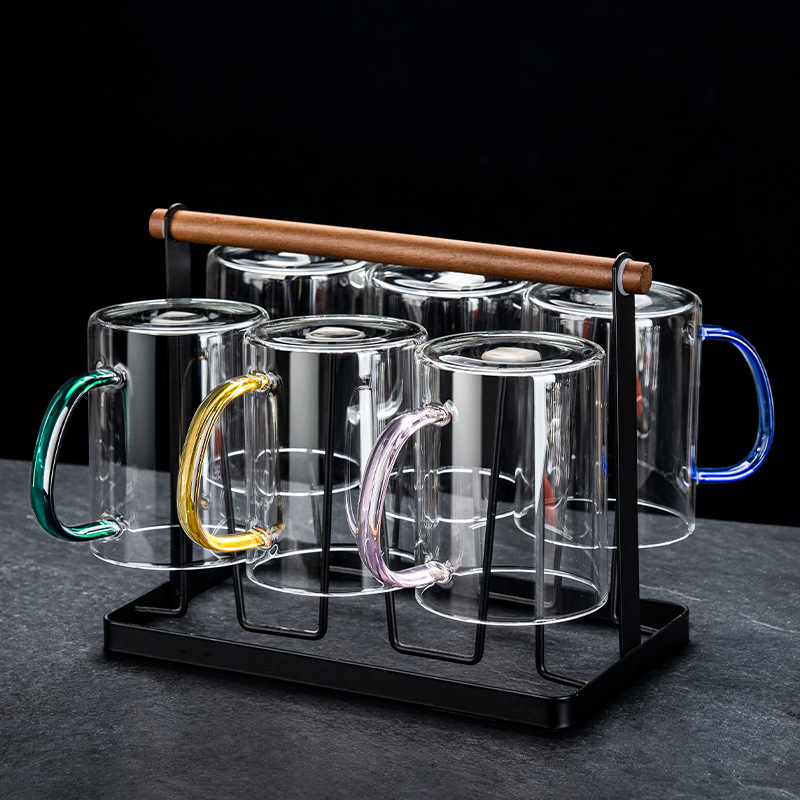 Taza de vidrio de alta sensación resistente al calor simple taza de leche taza de agua para beber taza de té verde sala de estar hogar set de agua