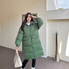 高端冬季新款羽绒服女中长款韩版宽松连帽休闲大码白鸭绒外套加厚